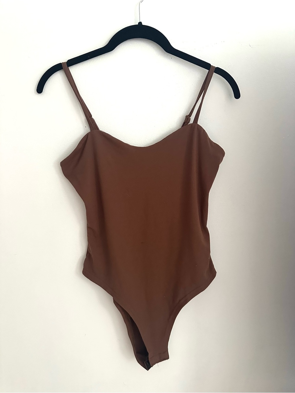 Sleek Brown Spaghetti-Strap Bodysuit